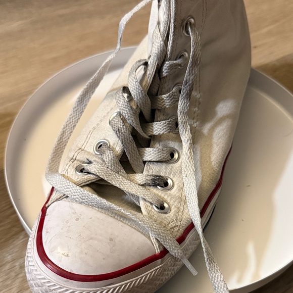 Converse High-Top Sneakers in White and Red - Picture 8 of 17